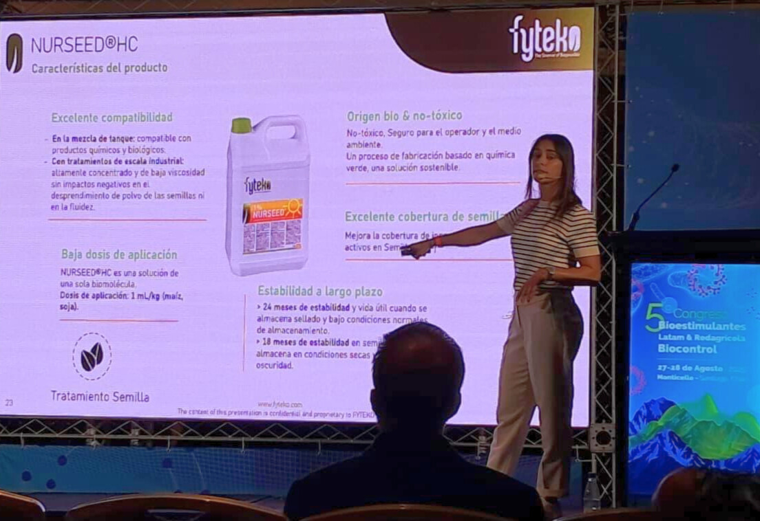 Valentina Bisconti, account representative for LATAM during her presentationat the 5° Biostimulants Latam & Redagricola Biocontrol Congress. Fyteko expands in LATAM